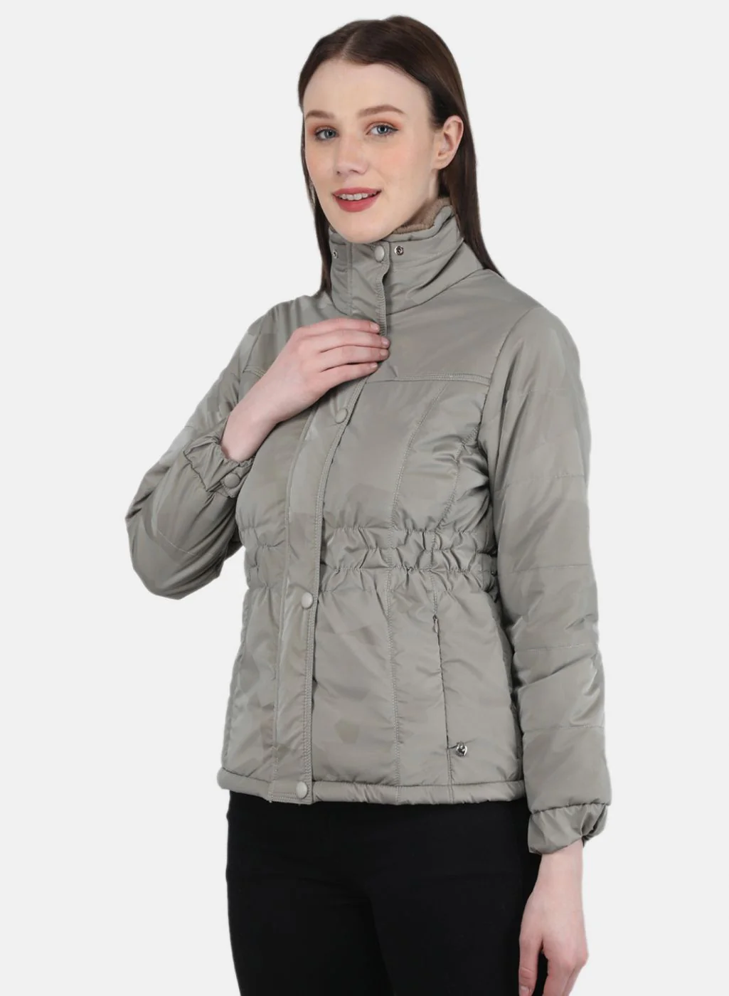 Women Beige Printed Jacket - Image 2