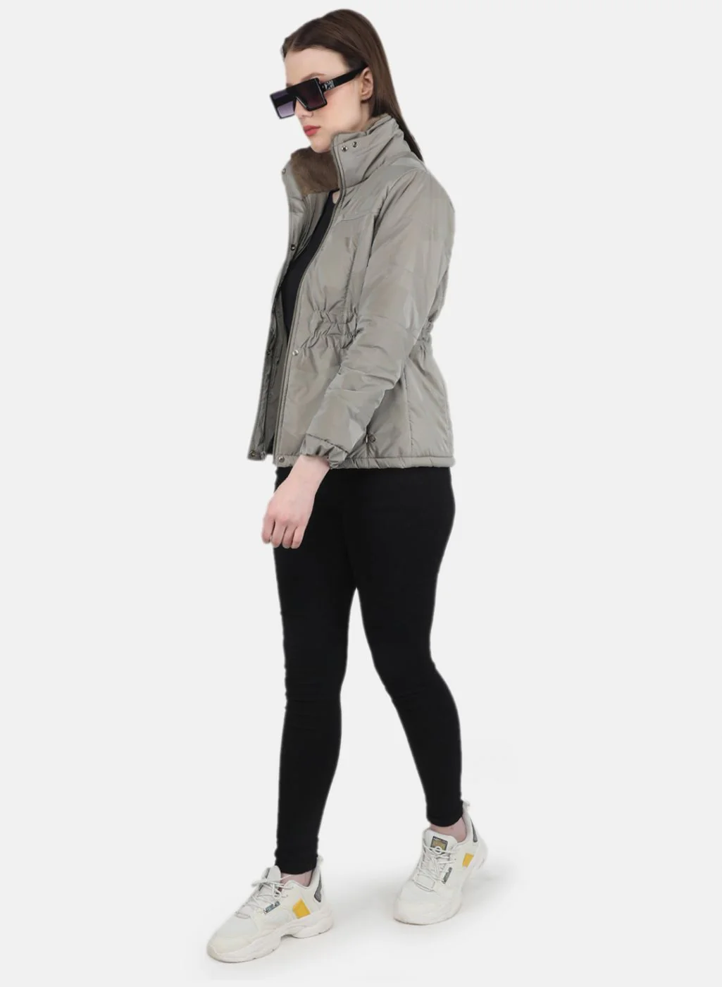 Women Beige Printed Jacket - Image 4