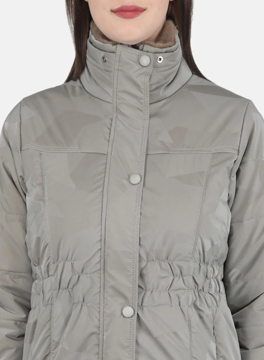 Women Beige Printed Jacket - Image 5