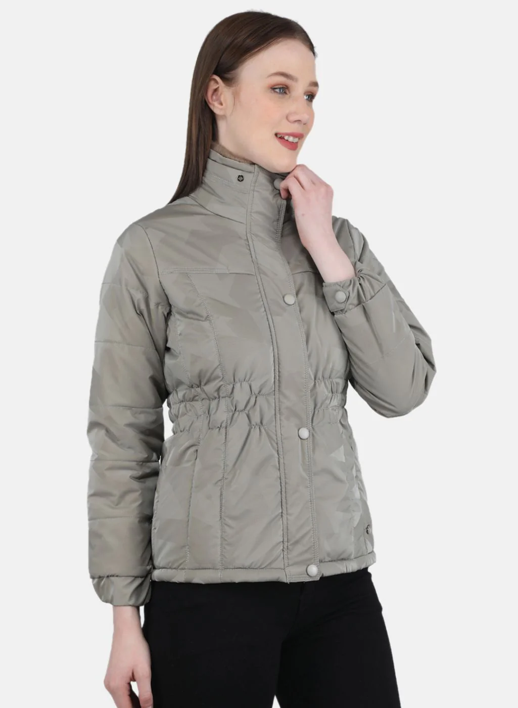 Women Beige Printed Jacket - Image 6