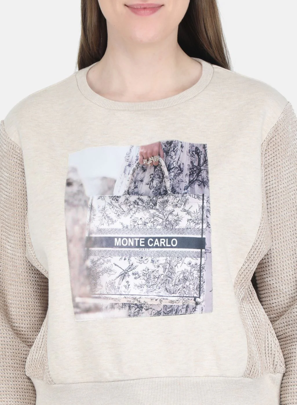Women Beige Printed Sweatshirt - Image 5