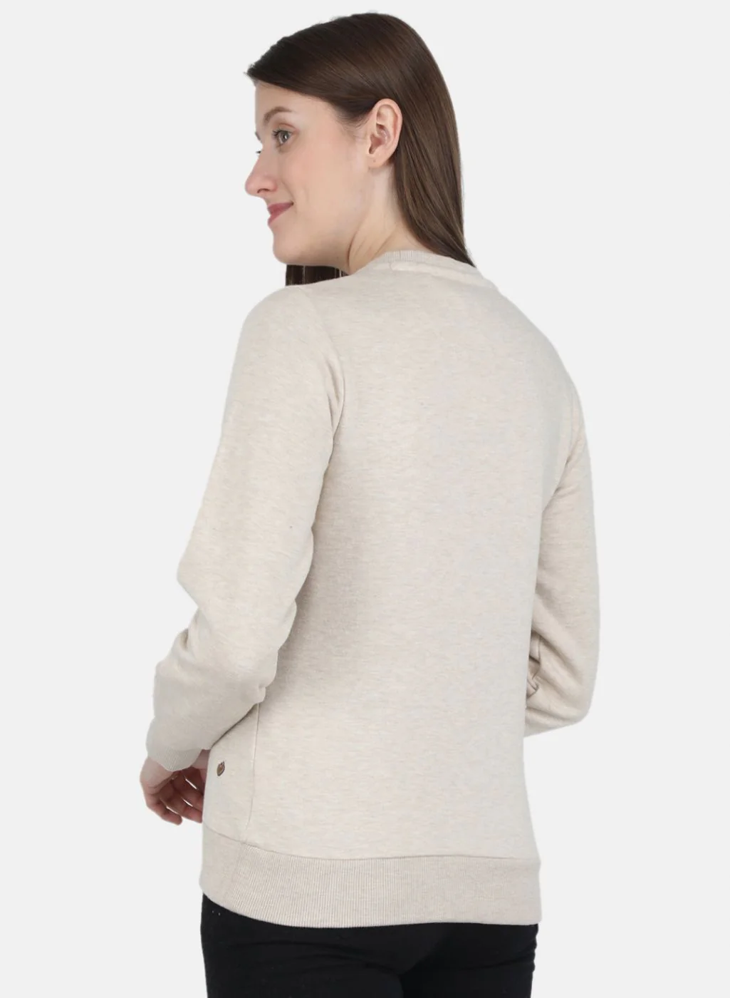 Women Beige Printed Sweatshirt - Image 3