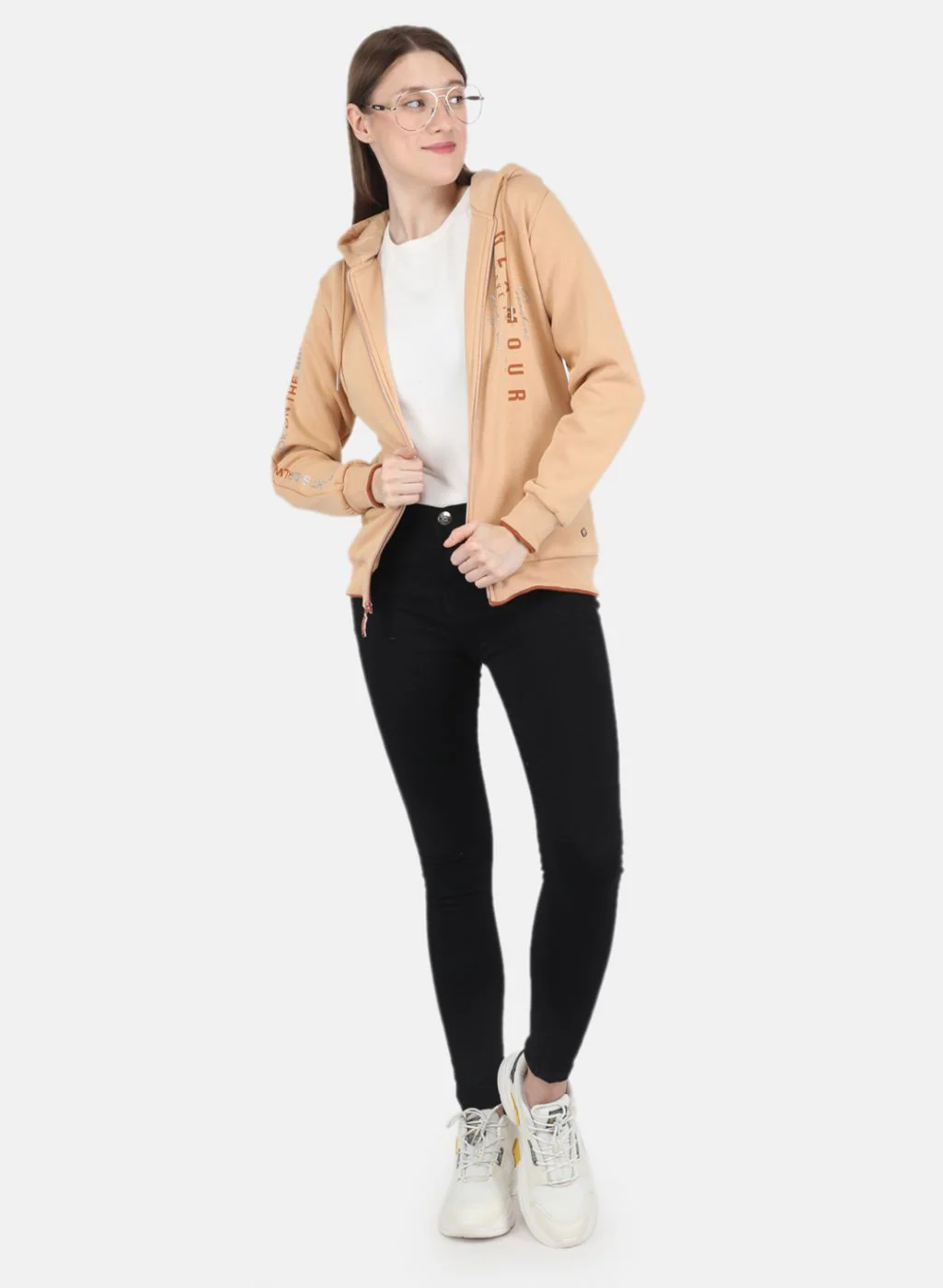 Women Beige Printed Sweatshirt - Image 4