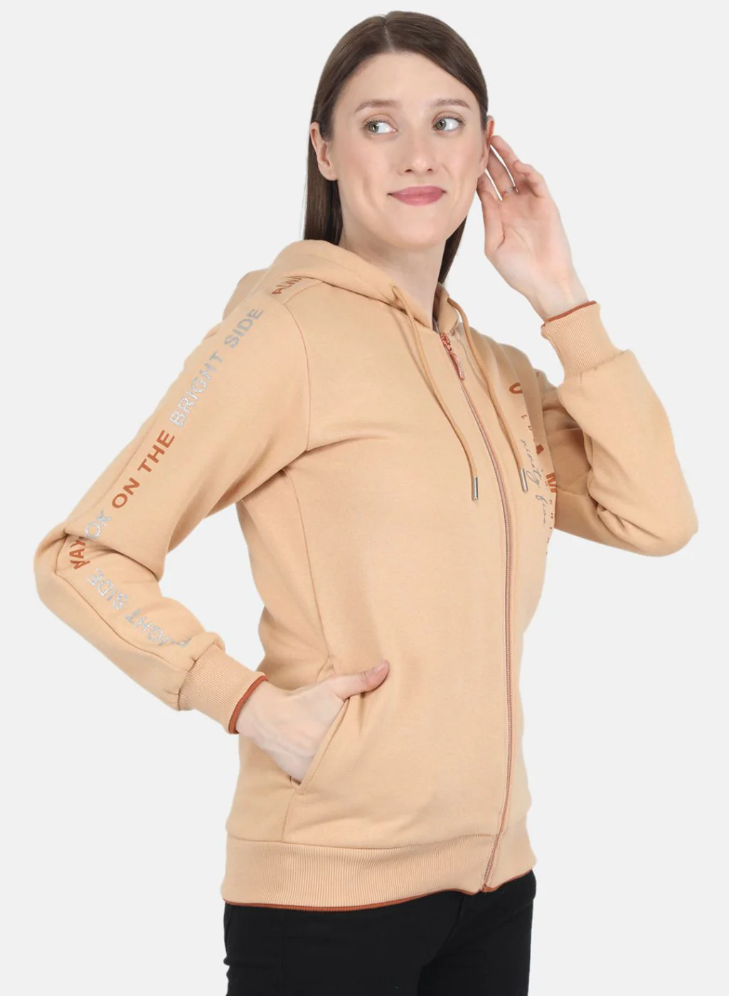 Women Beige Printed Sweatshirt - Image 6