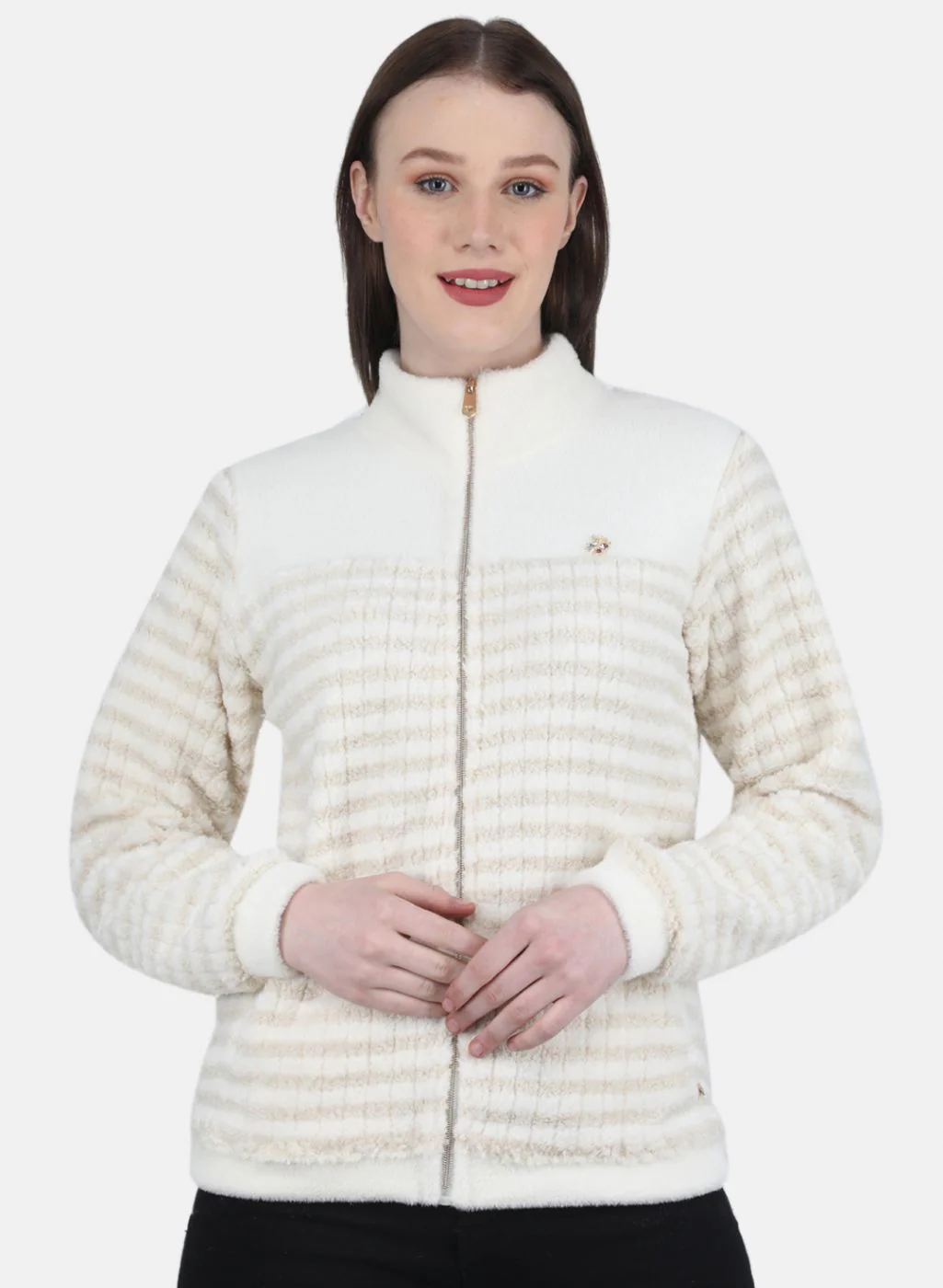 Women Beige Printed Sweatshirt