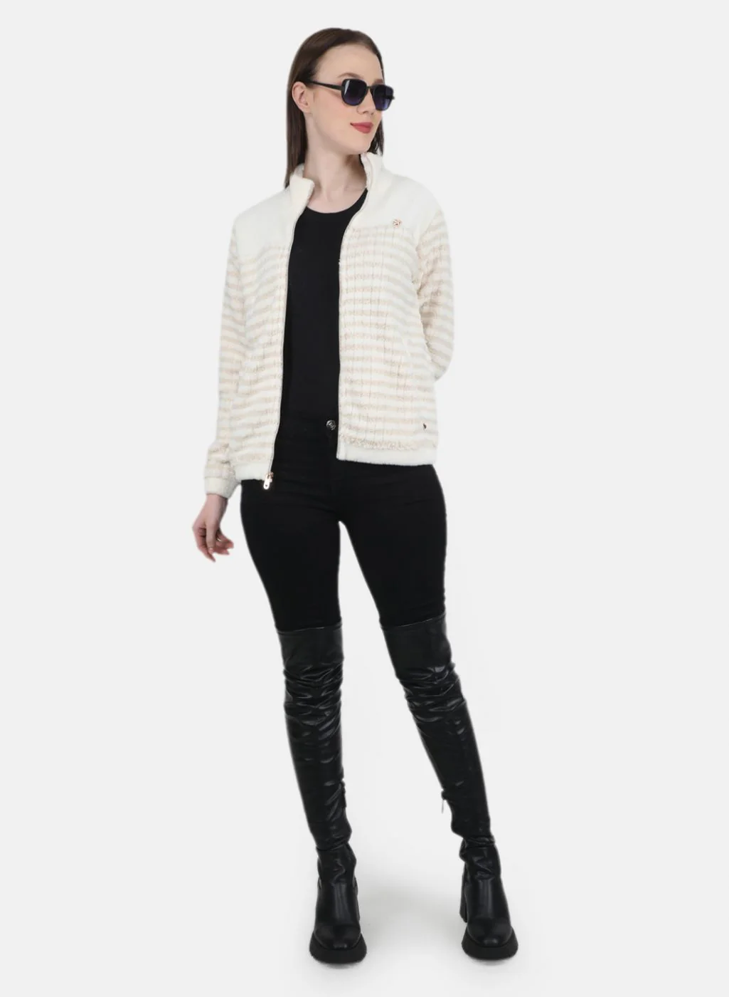 Women Beige Printed Sweatshirt - Image 4