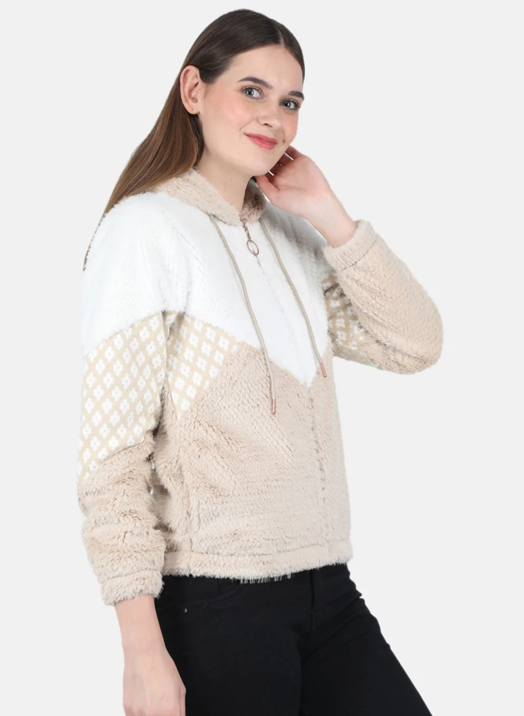 Women Beige Printed Sweatshirt - Image 6