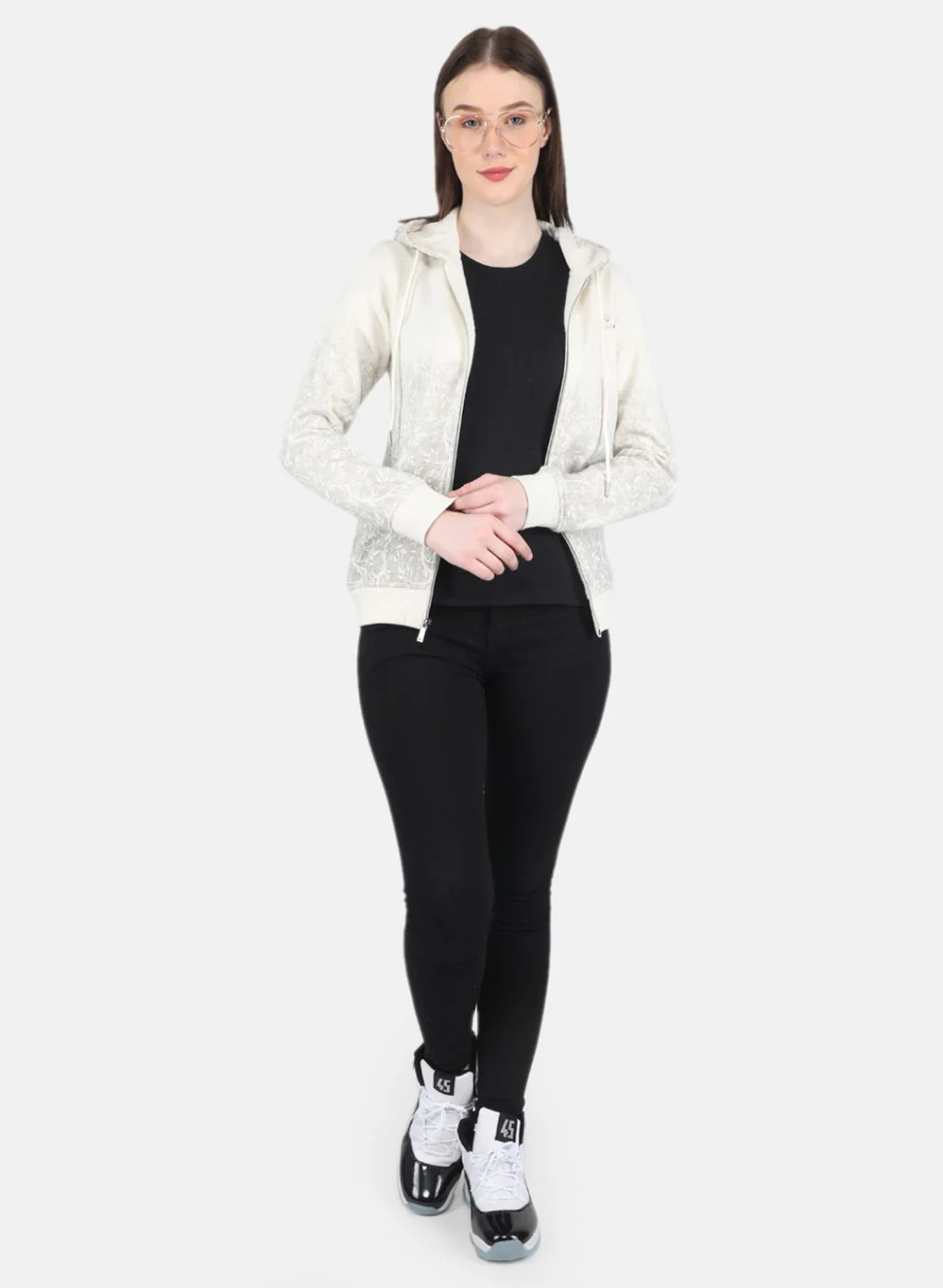 Women Beige Printed Sweatshirt - Image 4