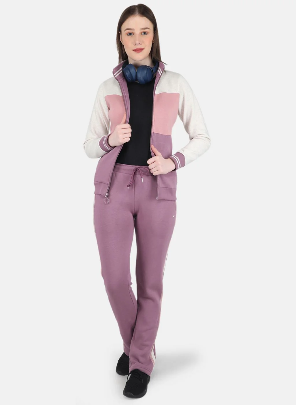 Women Beige Printed Tracksuit - Image 4