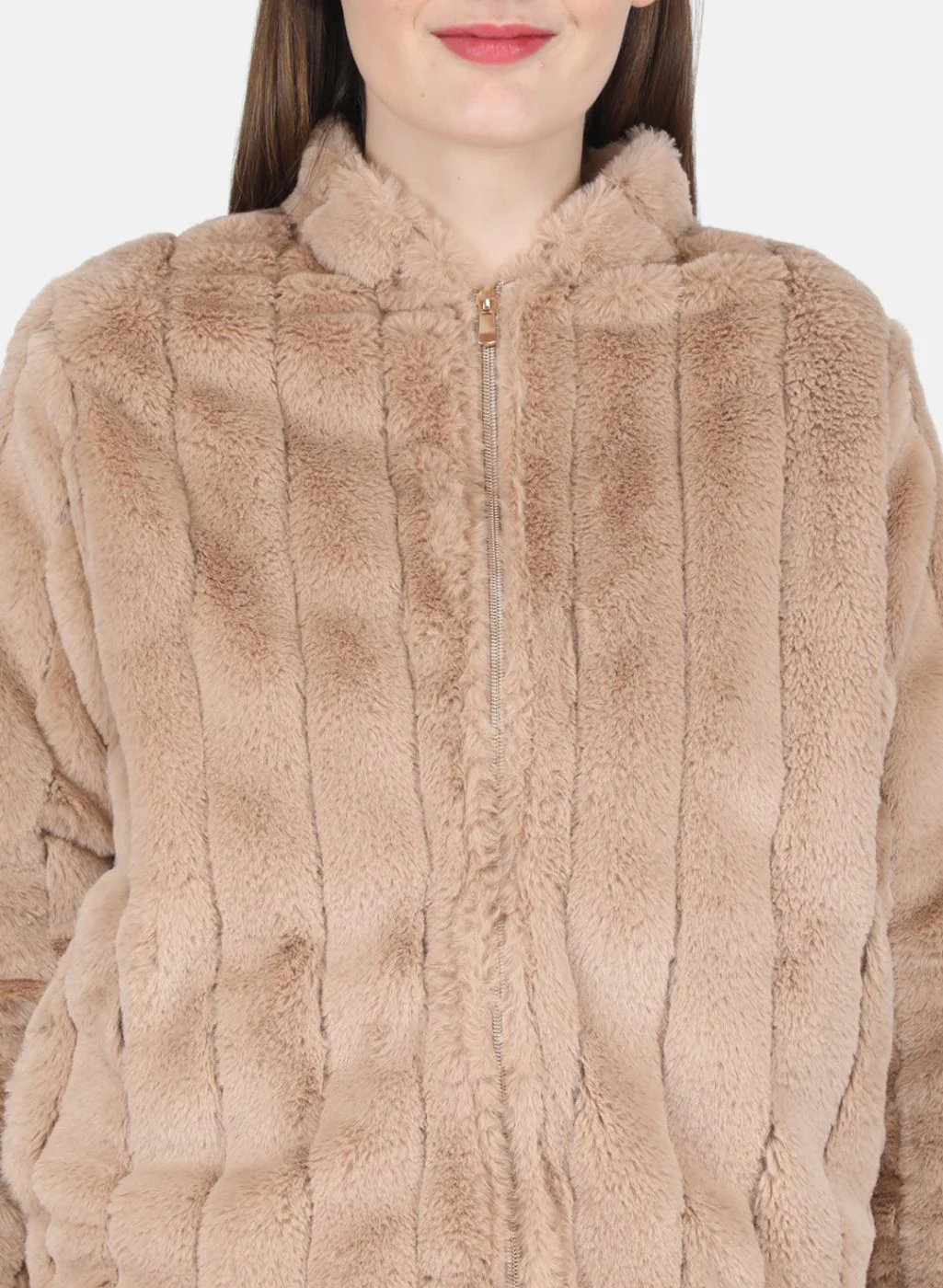 Women Beige Self design Sweatshirt - Image 5