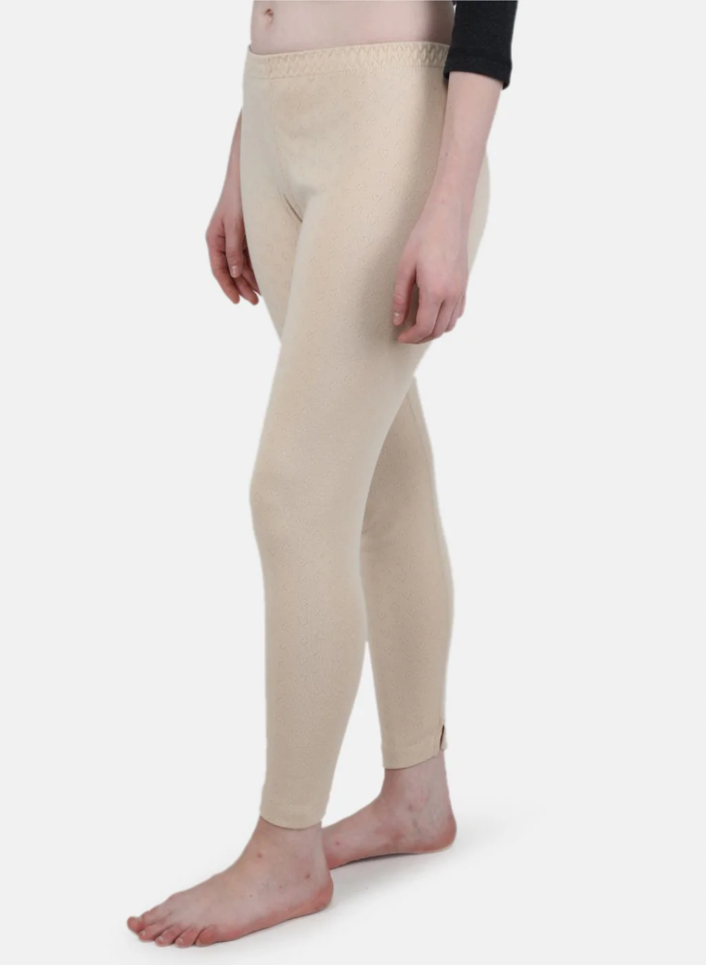 Women Beige Solid Thermal Lower - Image 2