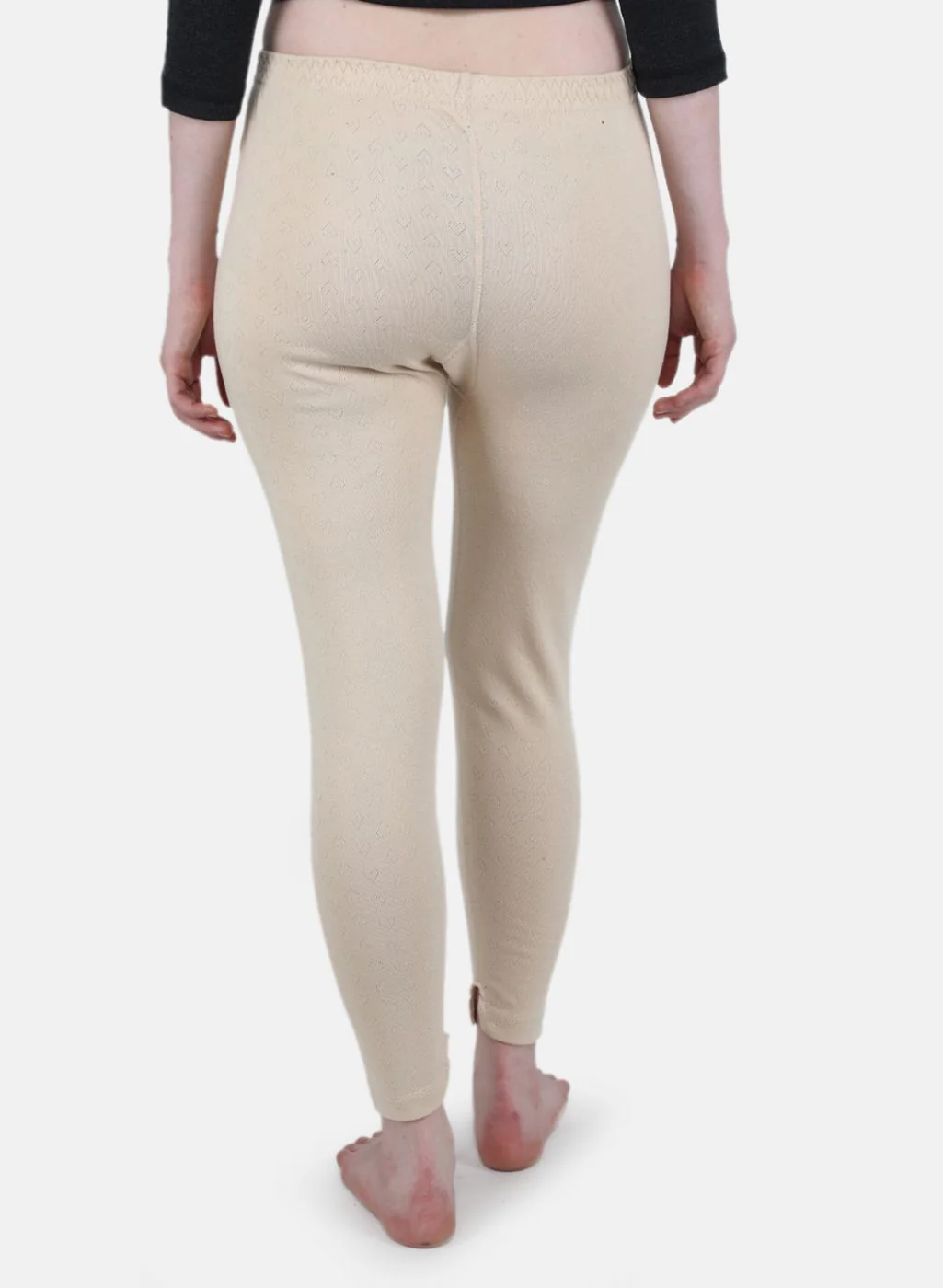 Women Beige Solid Thermal Lower - Image 3