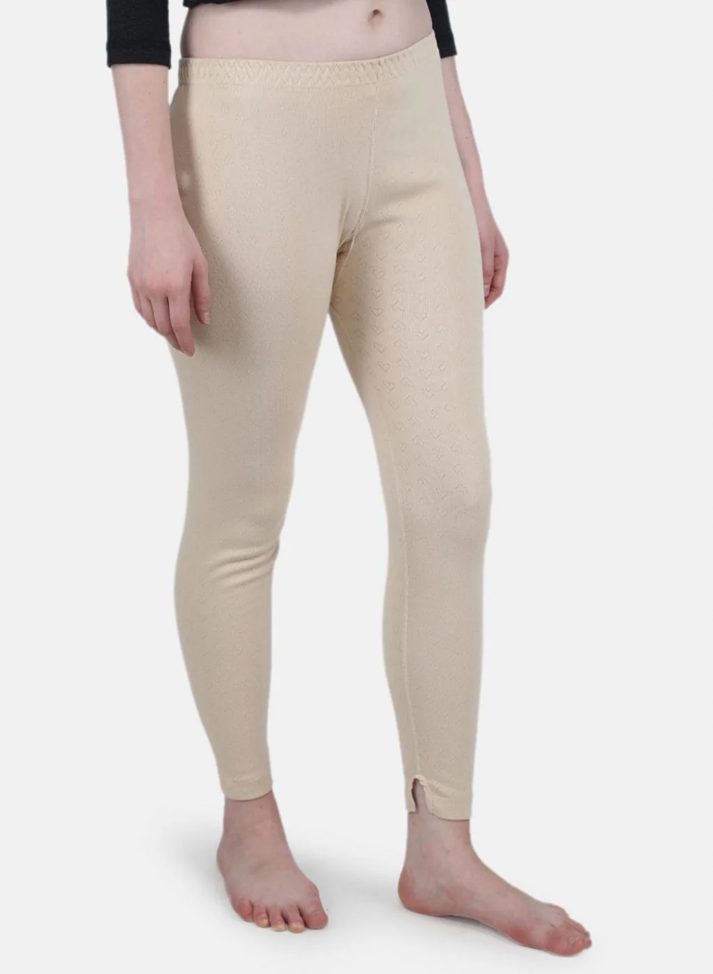 Women Beige Solid Thermal Lower - Image 6
