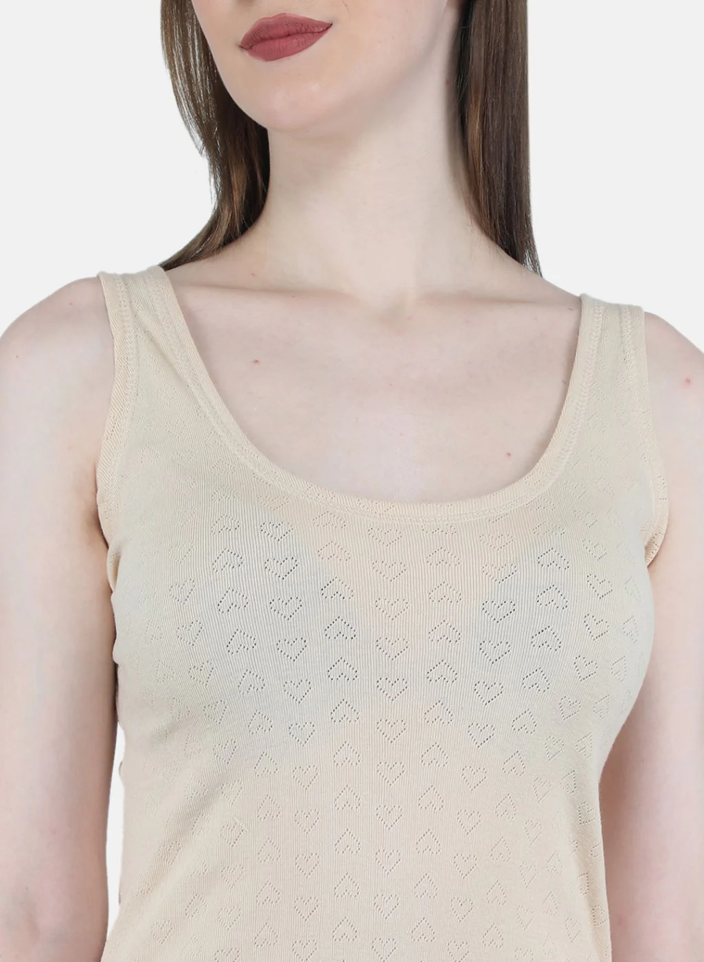 Women Beige Solid Thermal Vest - Image 5