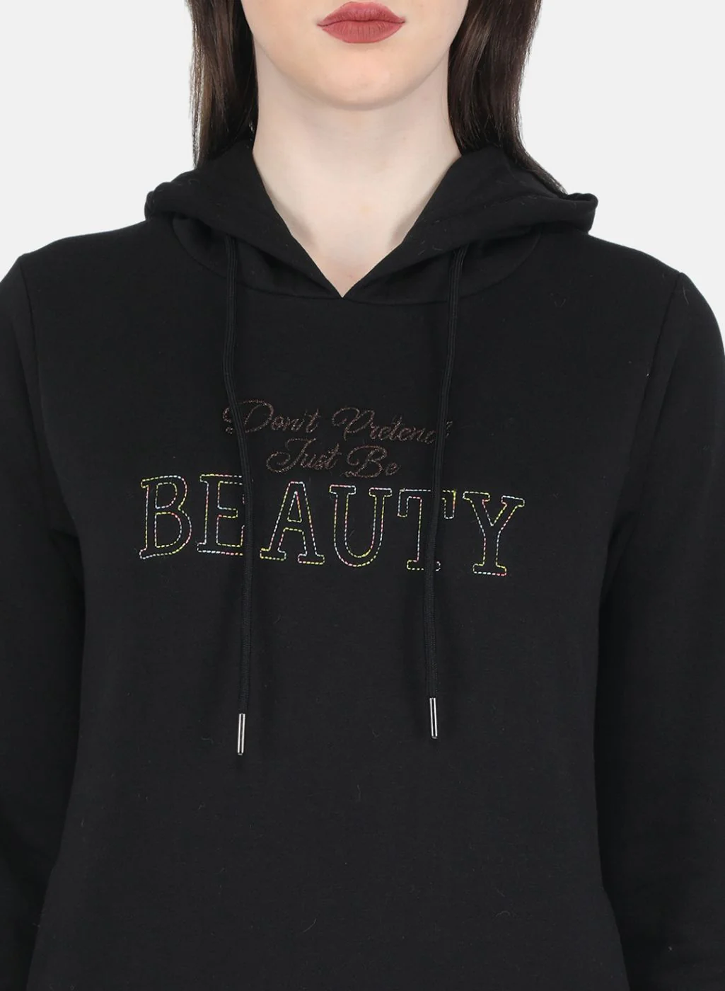 Women Black Embroidered Sweatshirt - Image 5