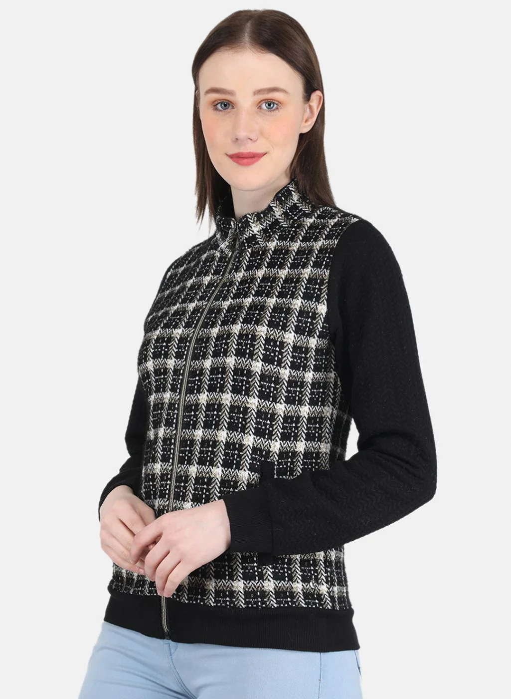 Women Black Jaquard Sweatshirt - Image 2