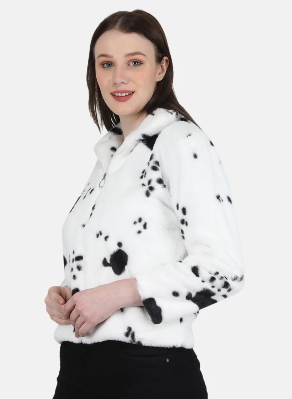 Women Black Printed Jacket - Image 2