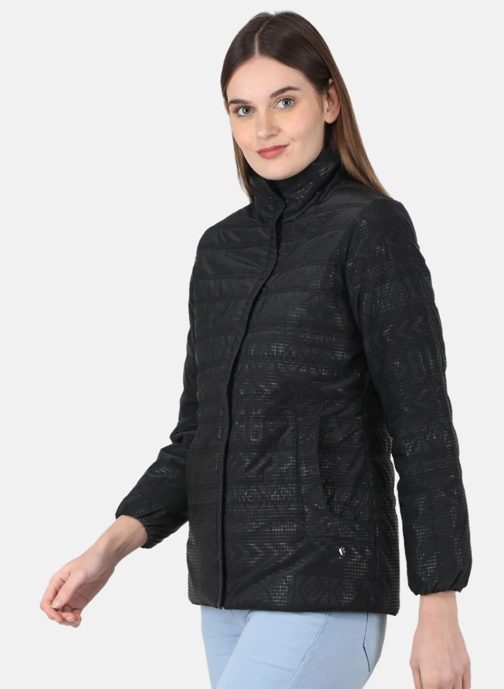 Women Black Printed Jacket - Image 2