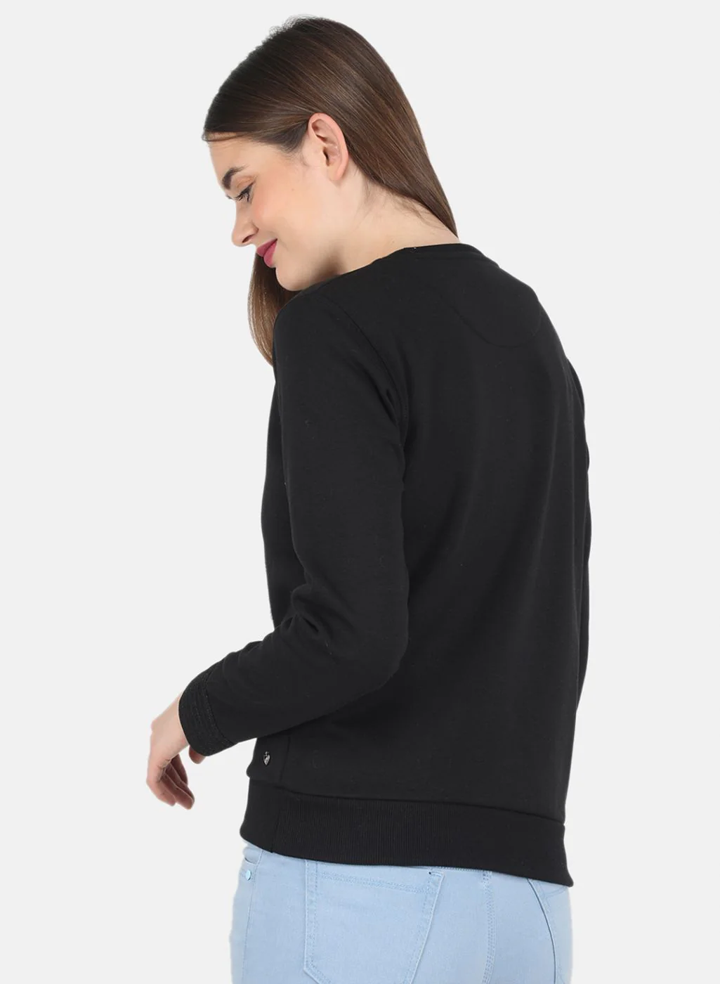 Women Black Printed Sweatshirt - Image 3