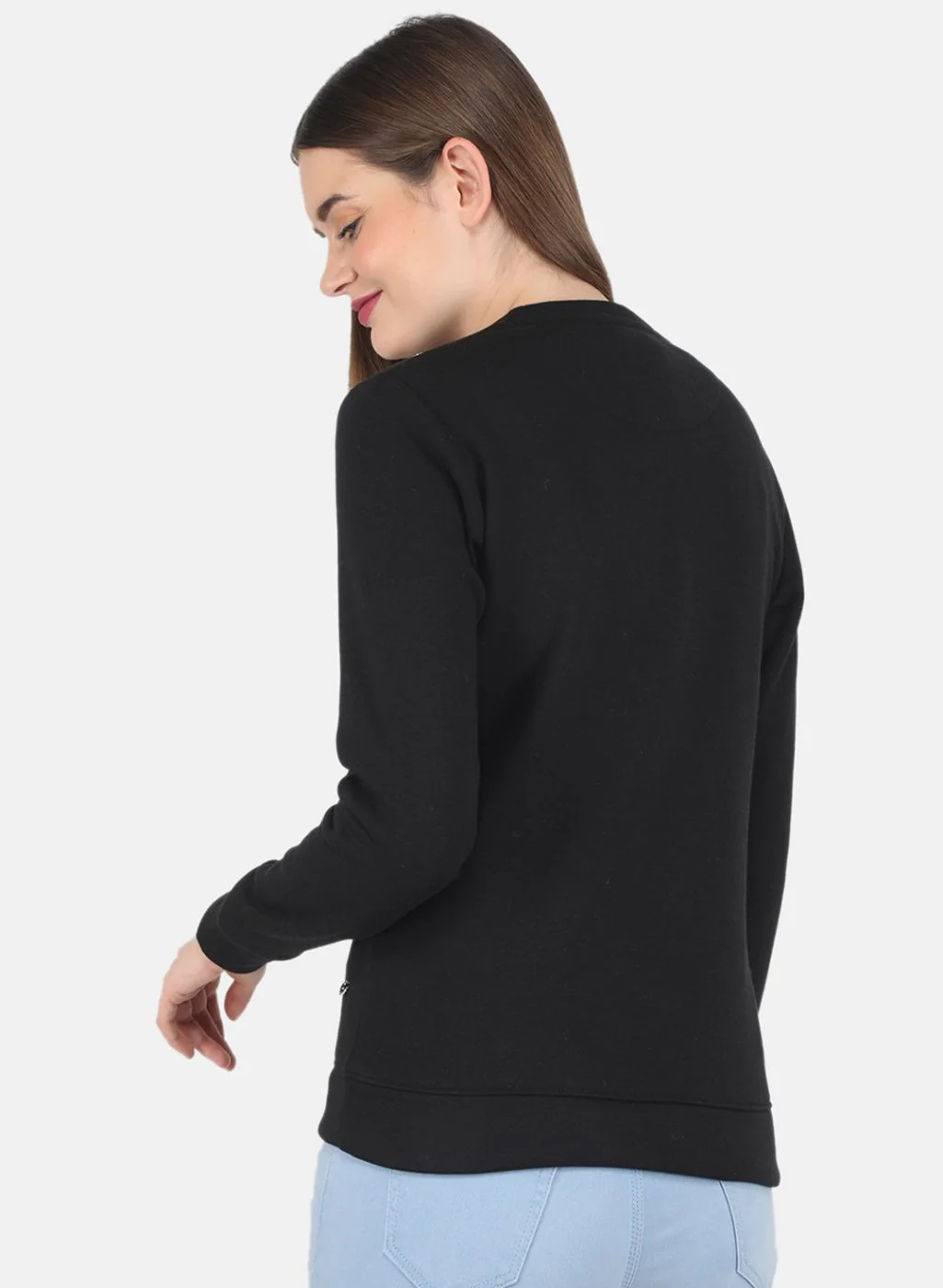 Women Black Printed Sweatshirt - Image 3
