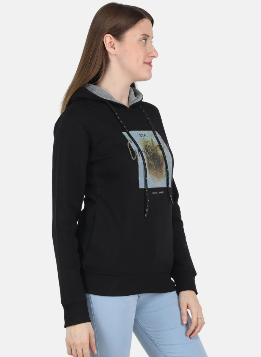 Women Black Printed Sweatshirt - Image 5