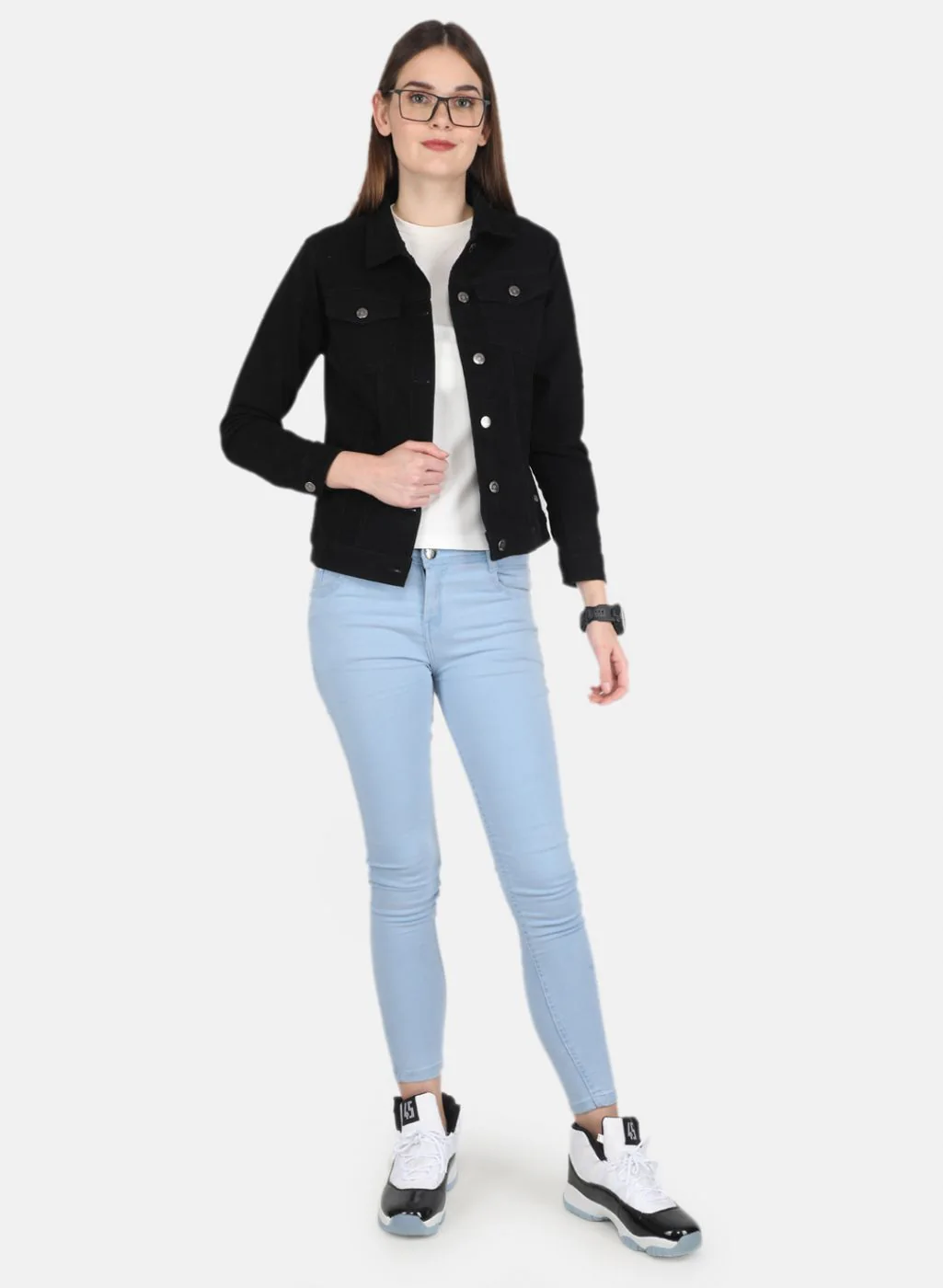 Women Black Solid Jacket - Image 4