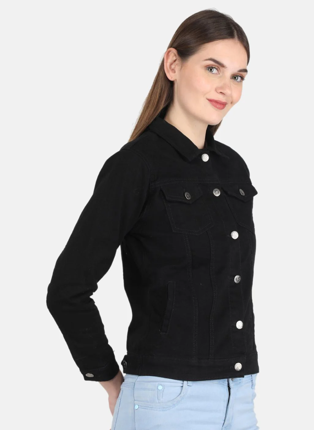 Women Black Solid Jacket - Image 6