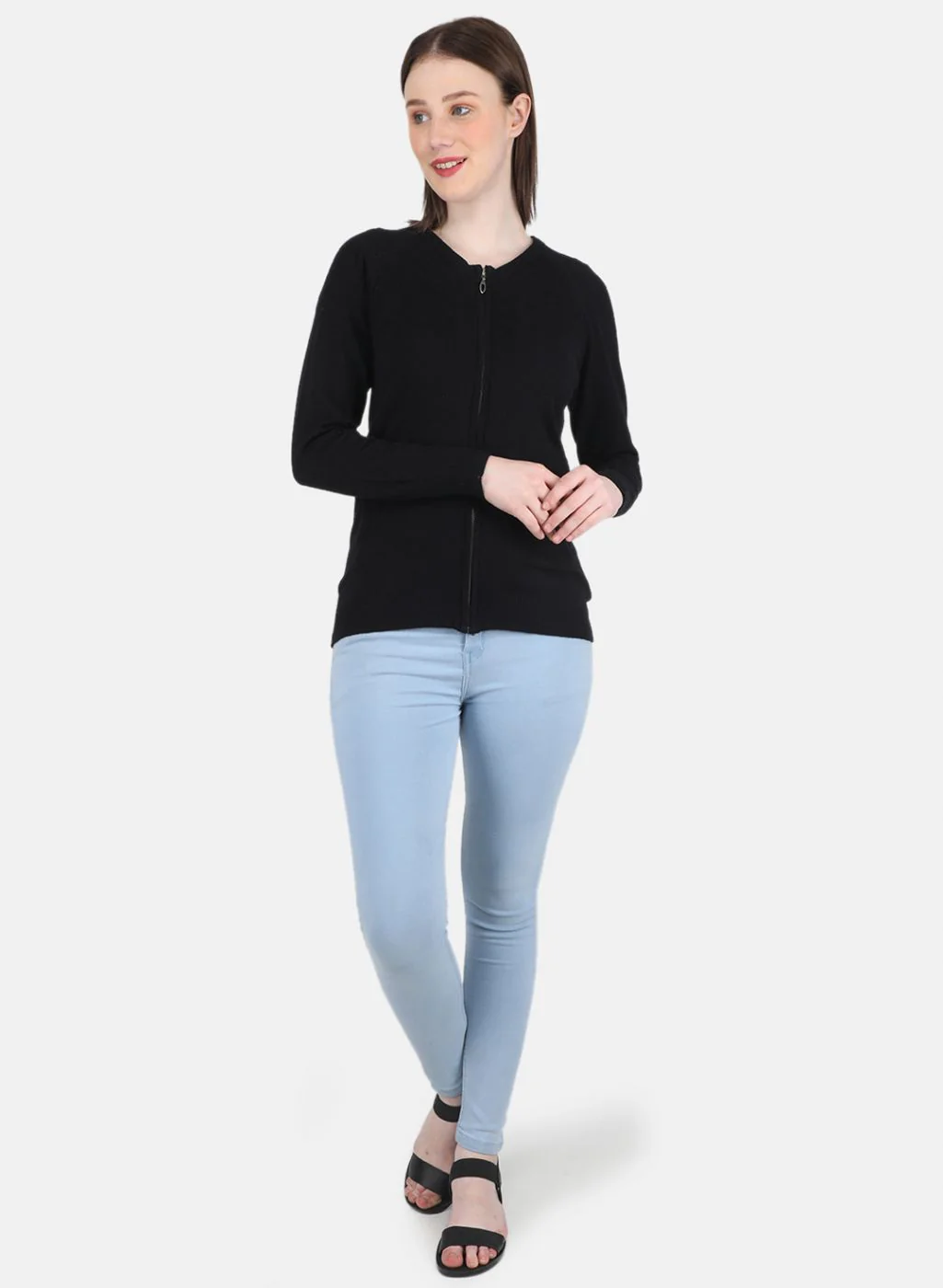 Women Black Solid Pullover - Image 4