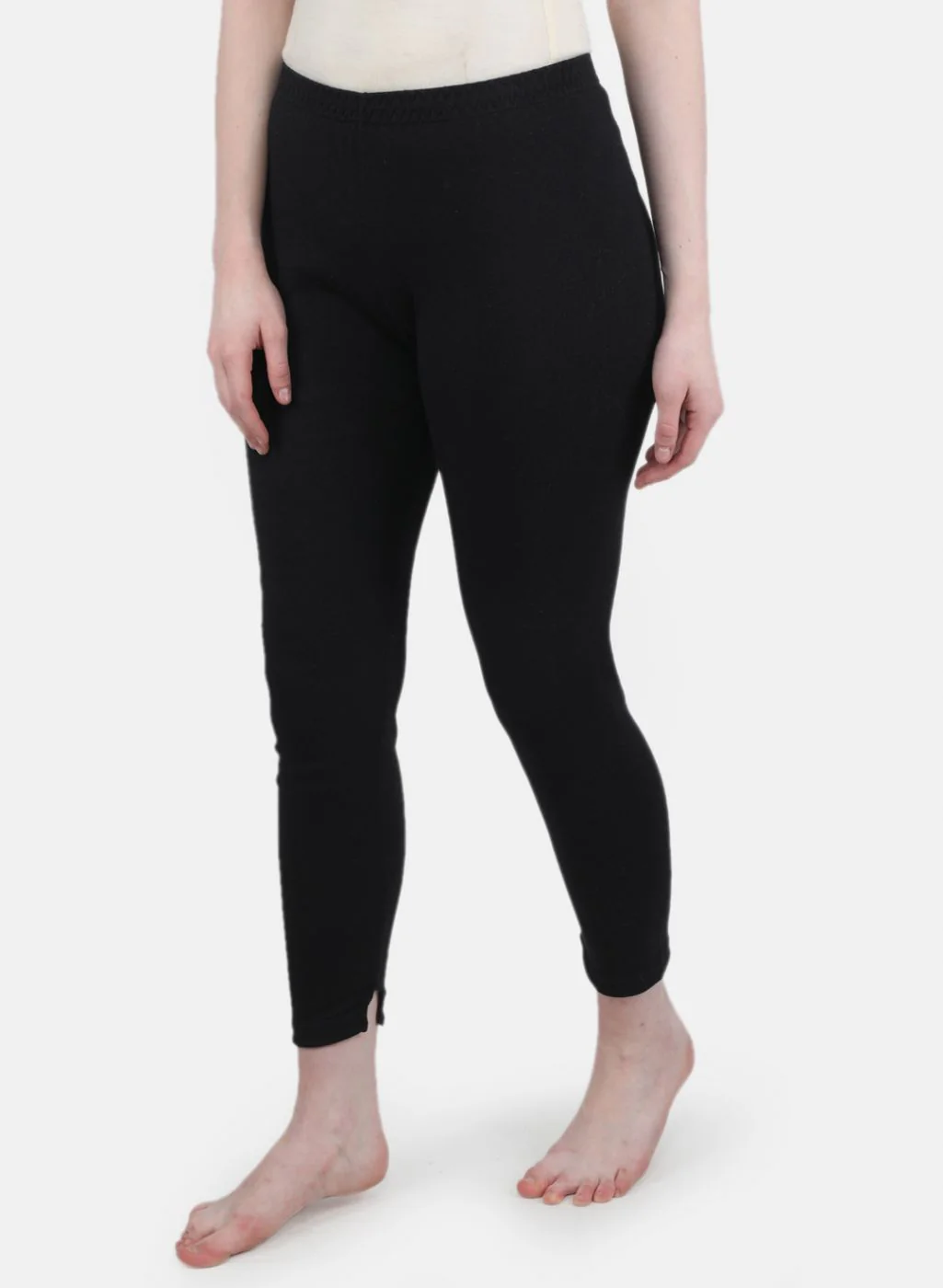 Women Black Solid Thermal Lower - Image 2