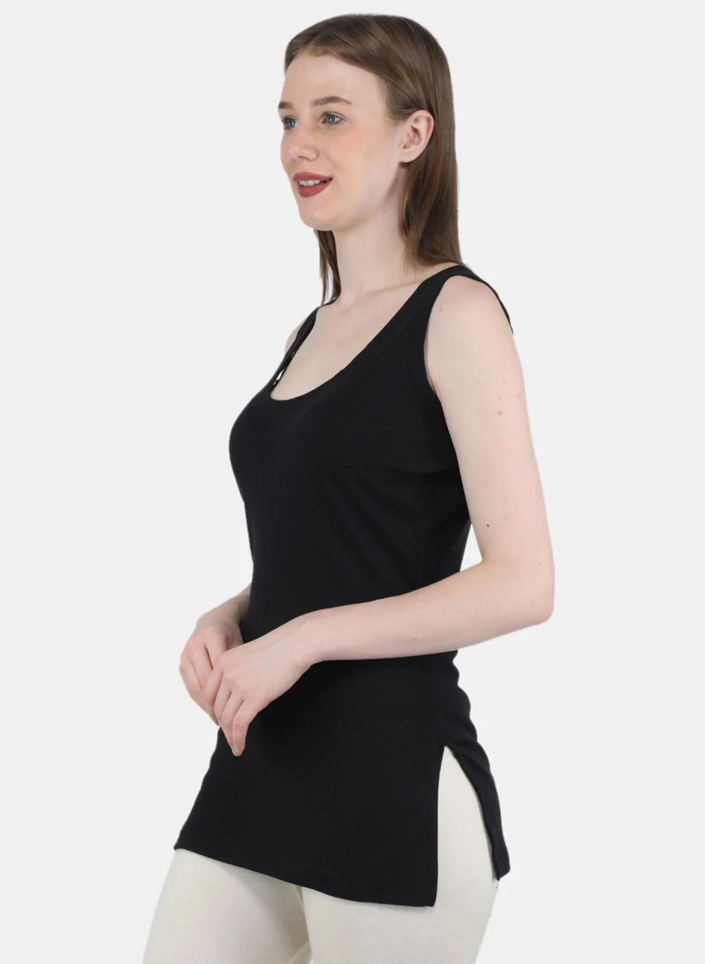 Women Black Solid Thermal Vest - Image 2