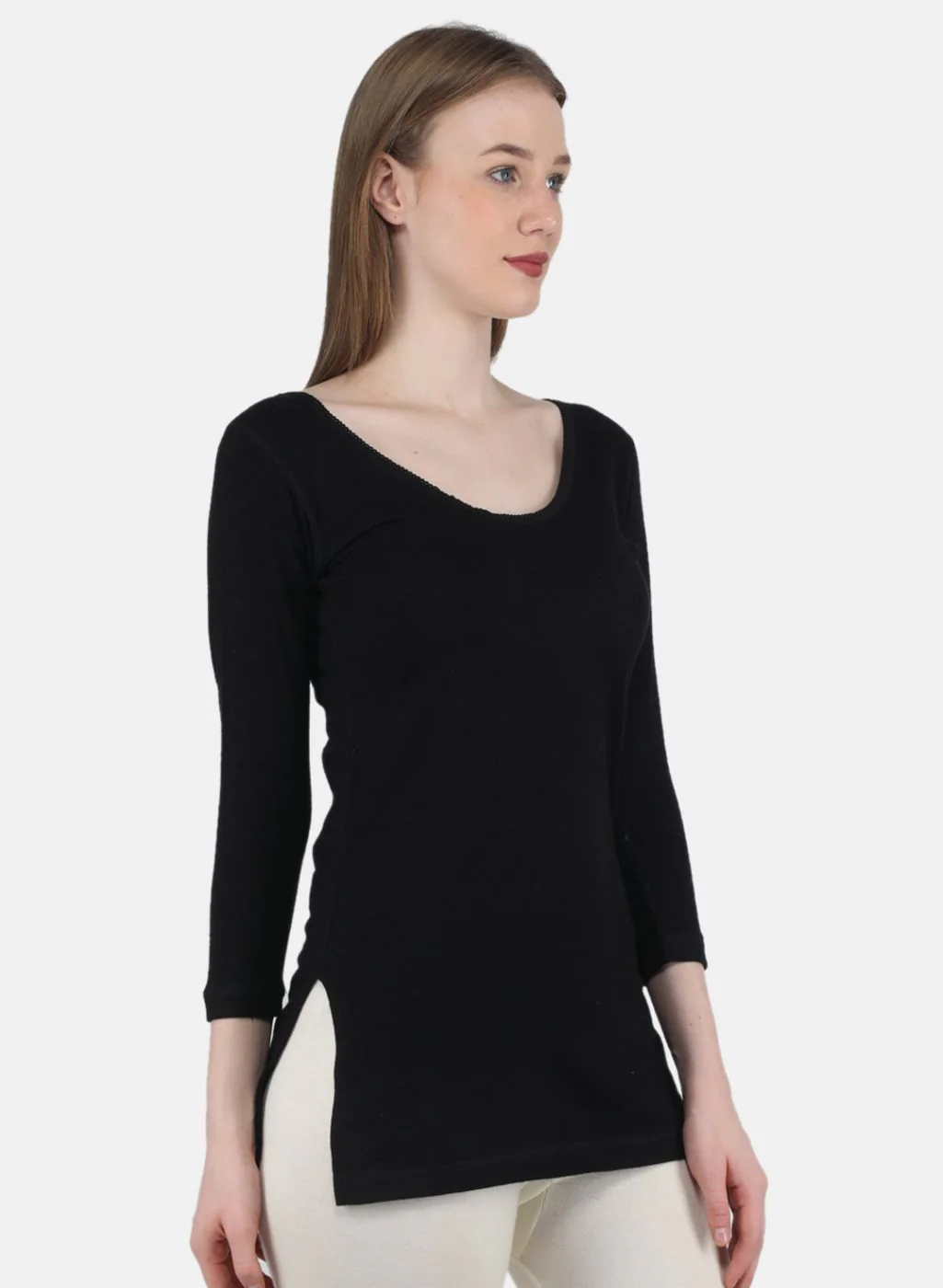Women Black Solid Thermal Vest - Image 6