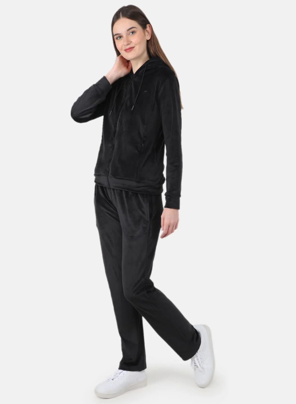 Women Black Solid Tracksuit - Image 2