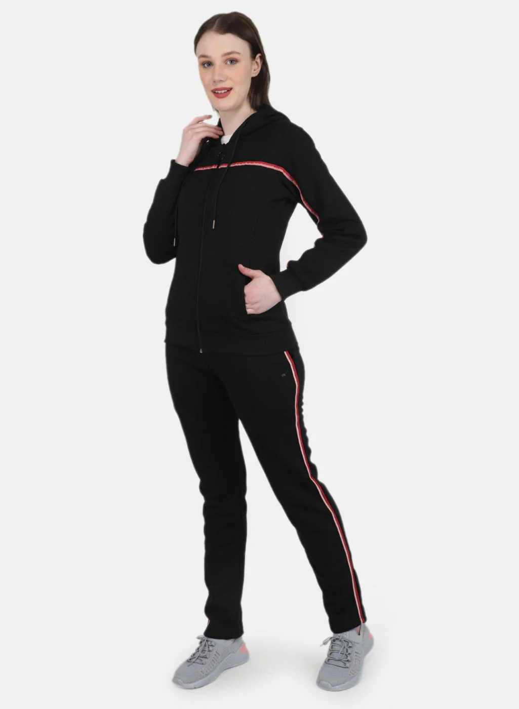 Women Black Solid Tracksuit - Image 2