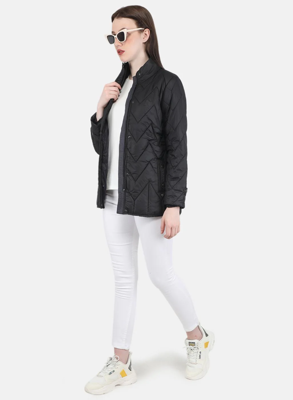 Women Black Stripe Jacket - Image 4