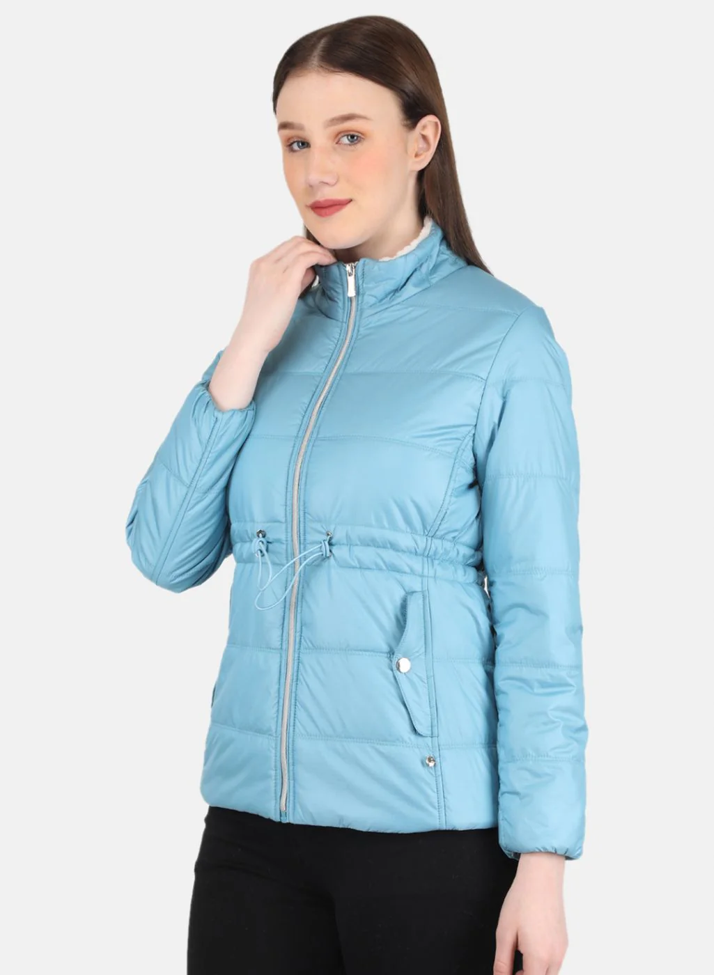 Women Blue Puffer Jacket - Image 2