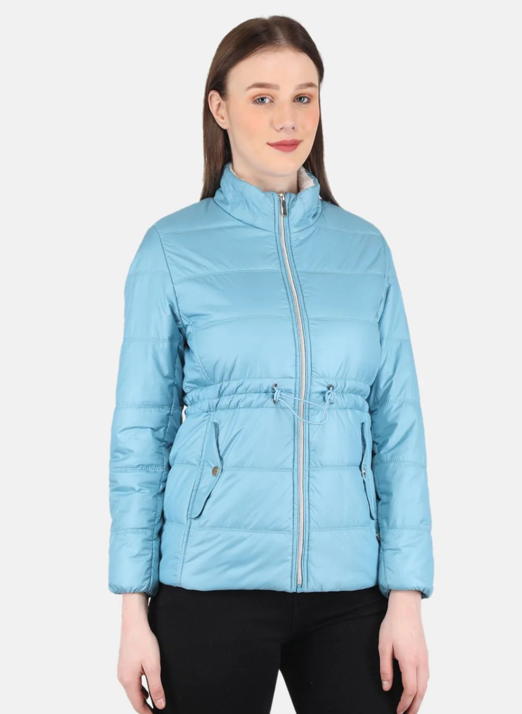 Women Blue Puffer Jacket - Image 6