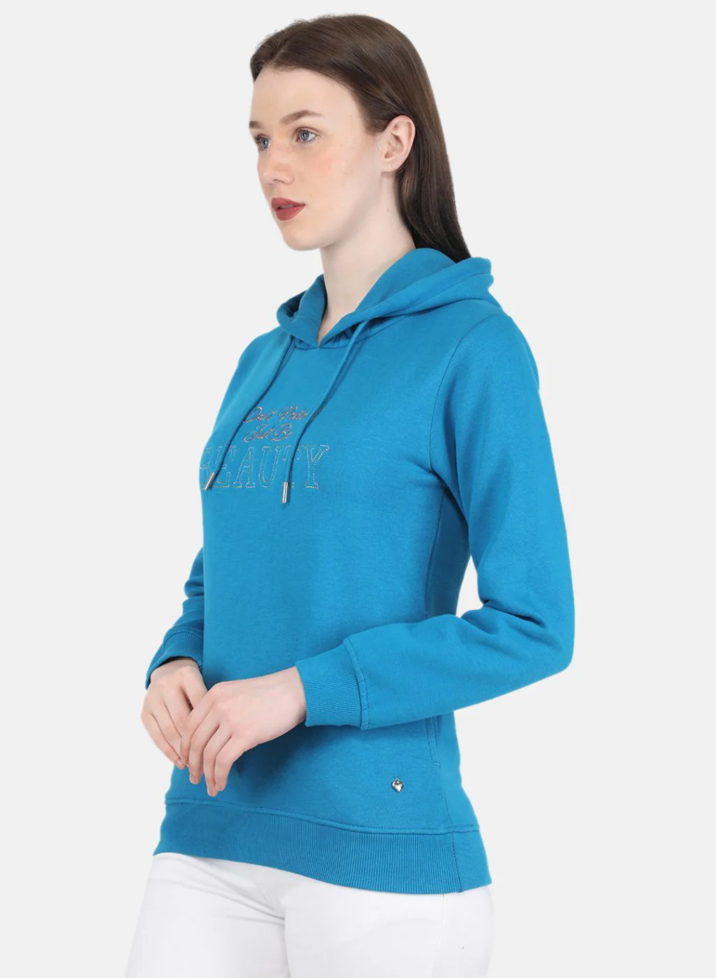 Women Blue Embroidered Sweatshirt - Image 2