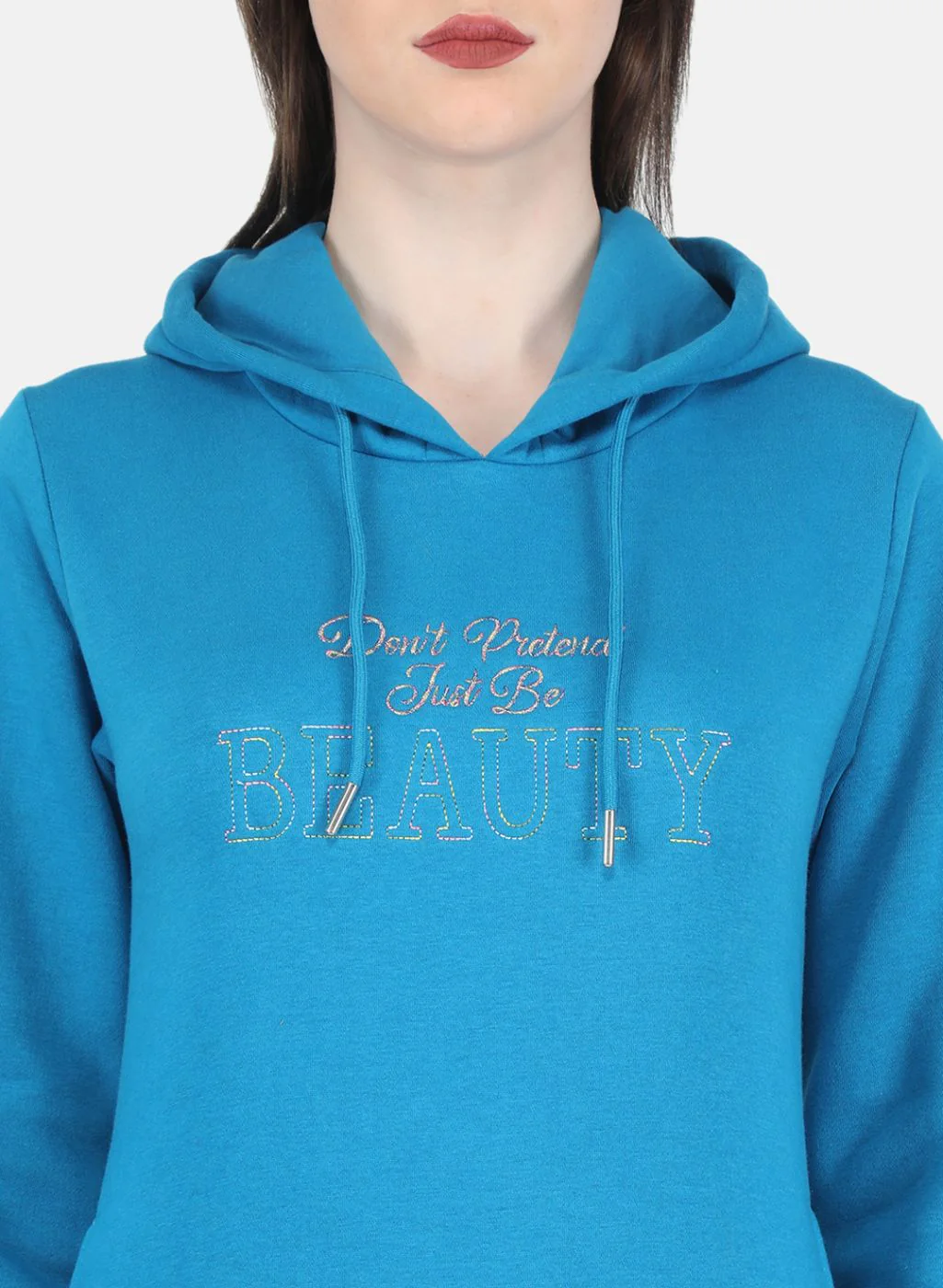 Women Blue Embroidered Sweatshirt - Image 5