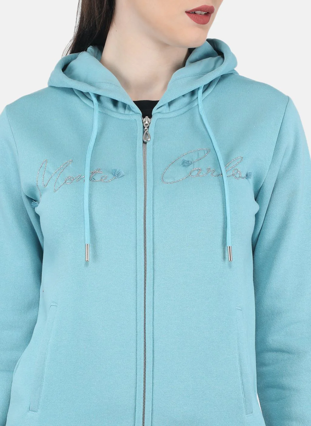 Women Blue Embroidered Sweatshirt - Image 5