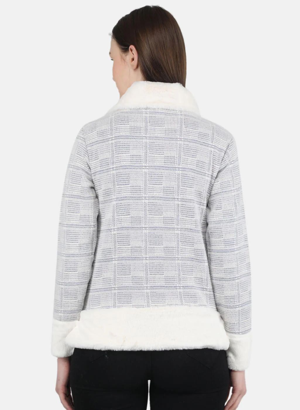 Women Blue Jaquard Sweatshirt - Image 3