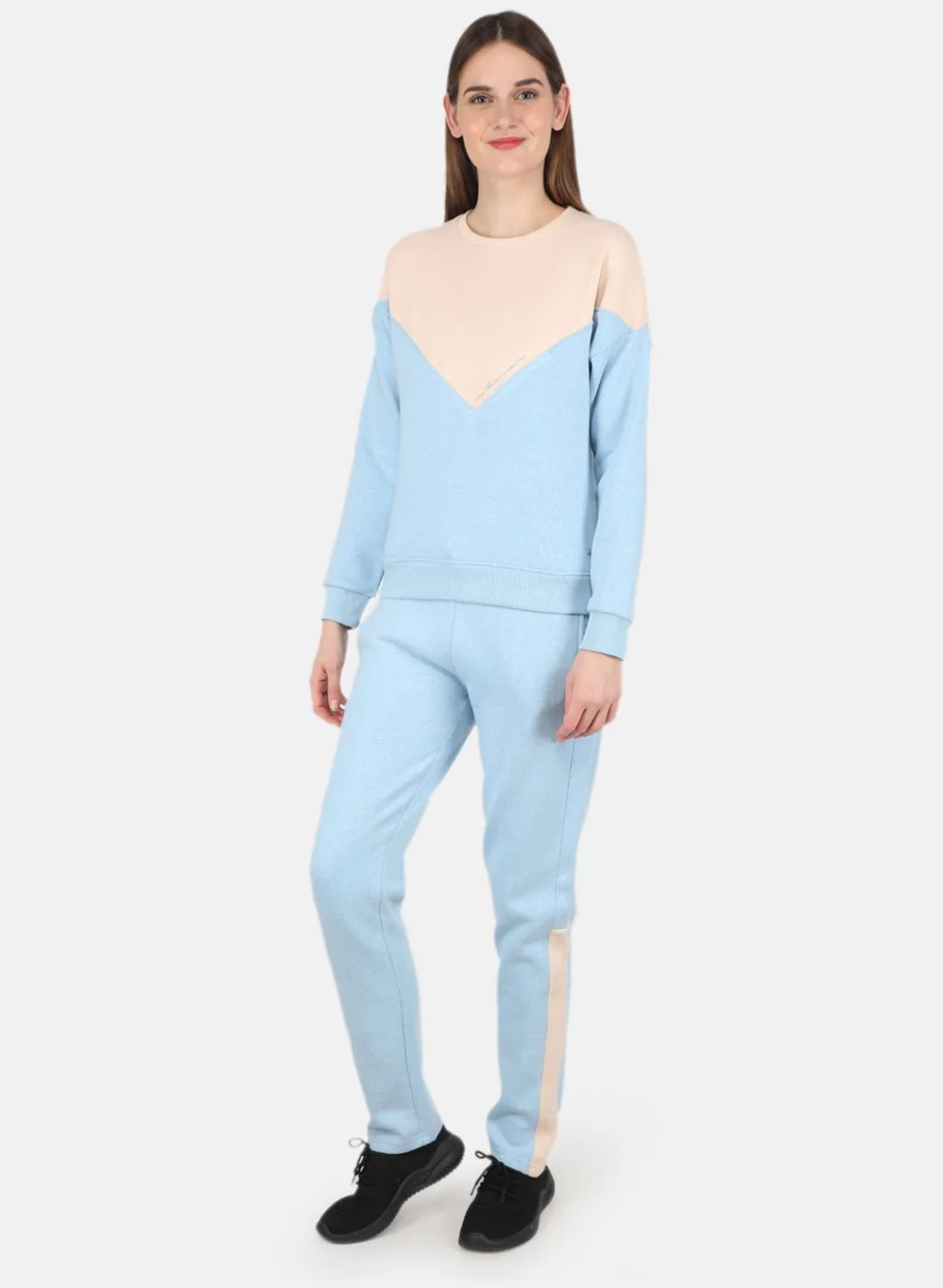 Women Blue & Peach Printed Tracksuit - Image 2