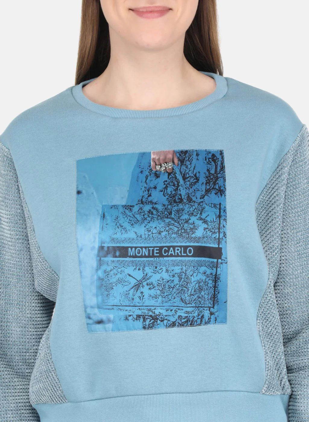 Women Blue Printed Sweatshirt - Image 5