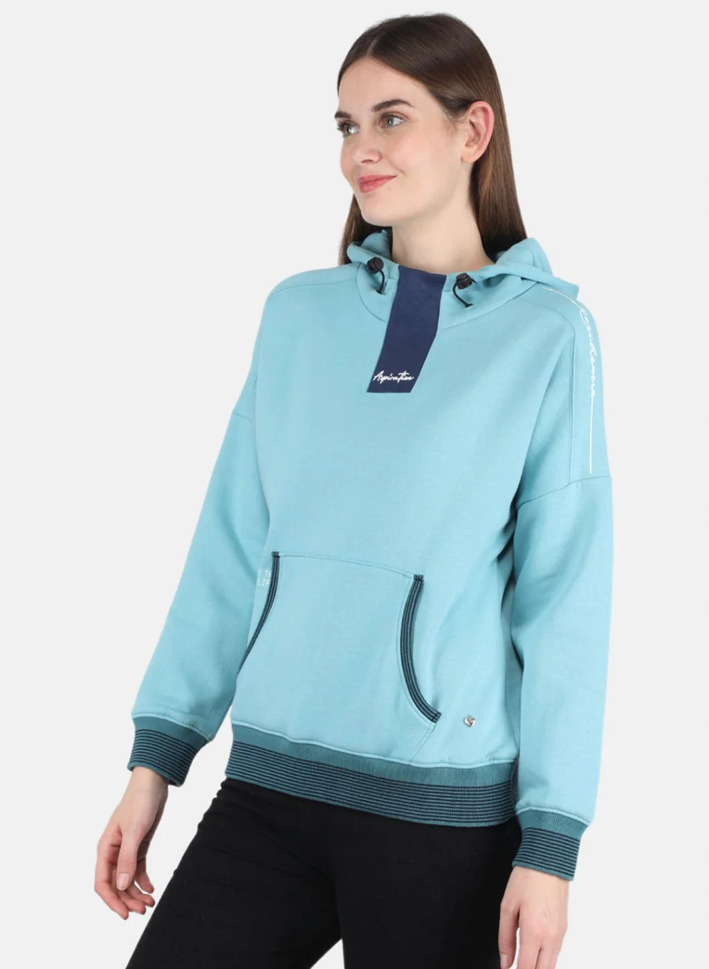 Women Blue Printed Sweatshirt - Image 2