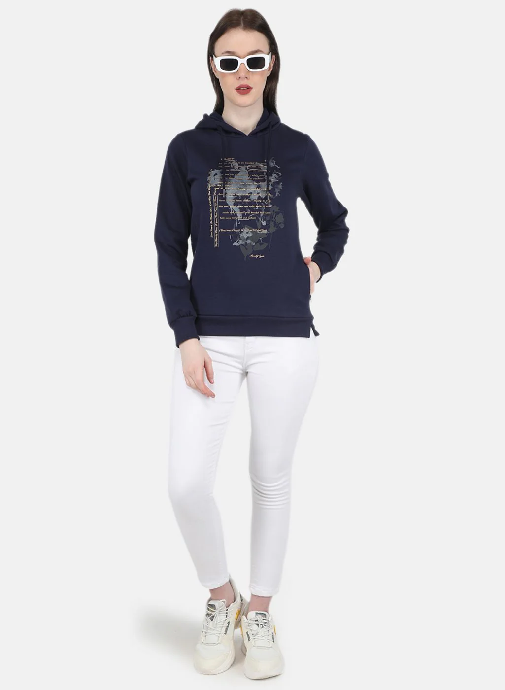 Women Blue Printed Sweatshirt - Image 4