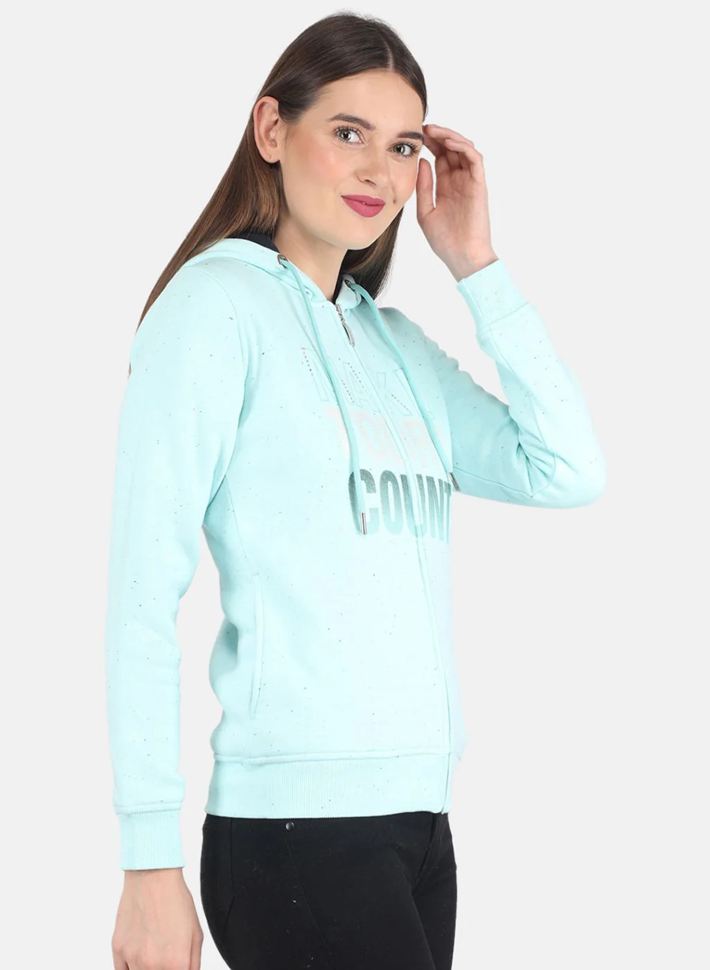 Women Blue Printed Sweatshirt - Image 6