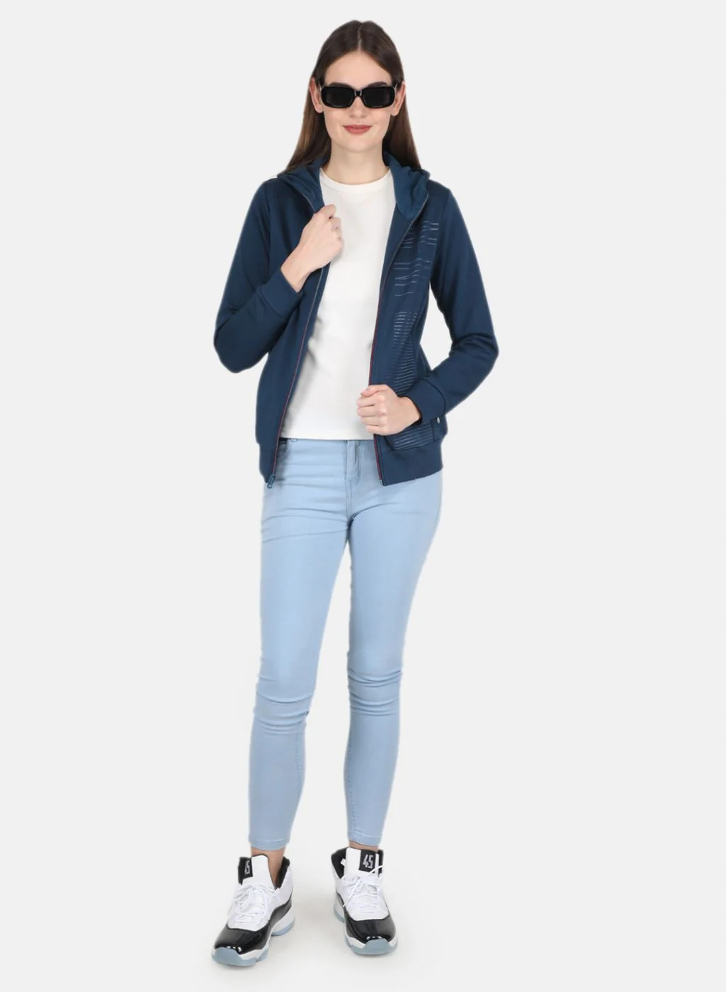Women Blue Printed Sweatshirt - Image 4