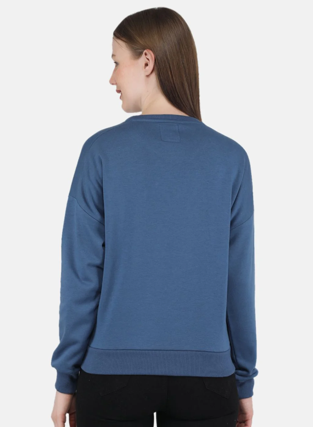 Women Blue Printed Sweatshirt - Image 3