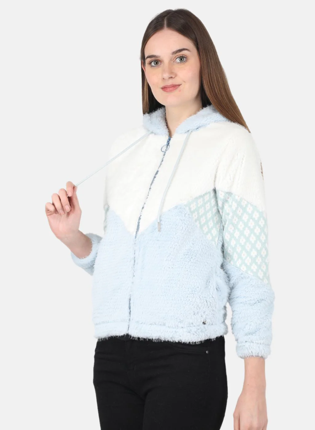 Women Blue Printed Sweatshirt - Image 2