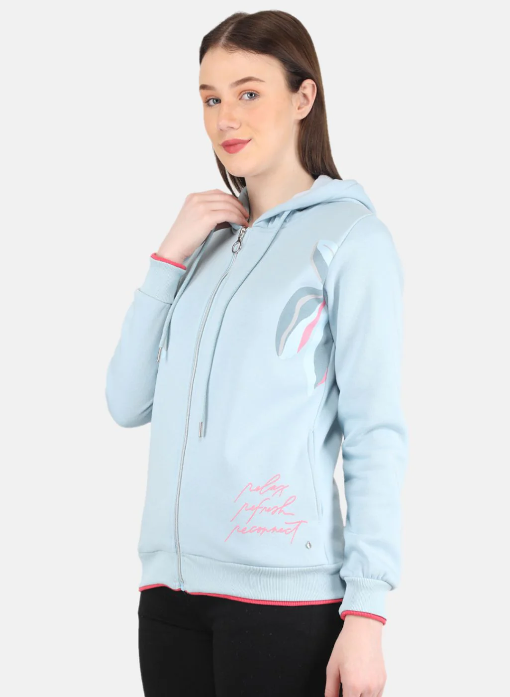 Women Blue Printed Sweatshirt - Image 2