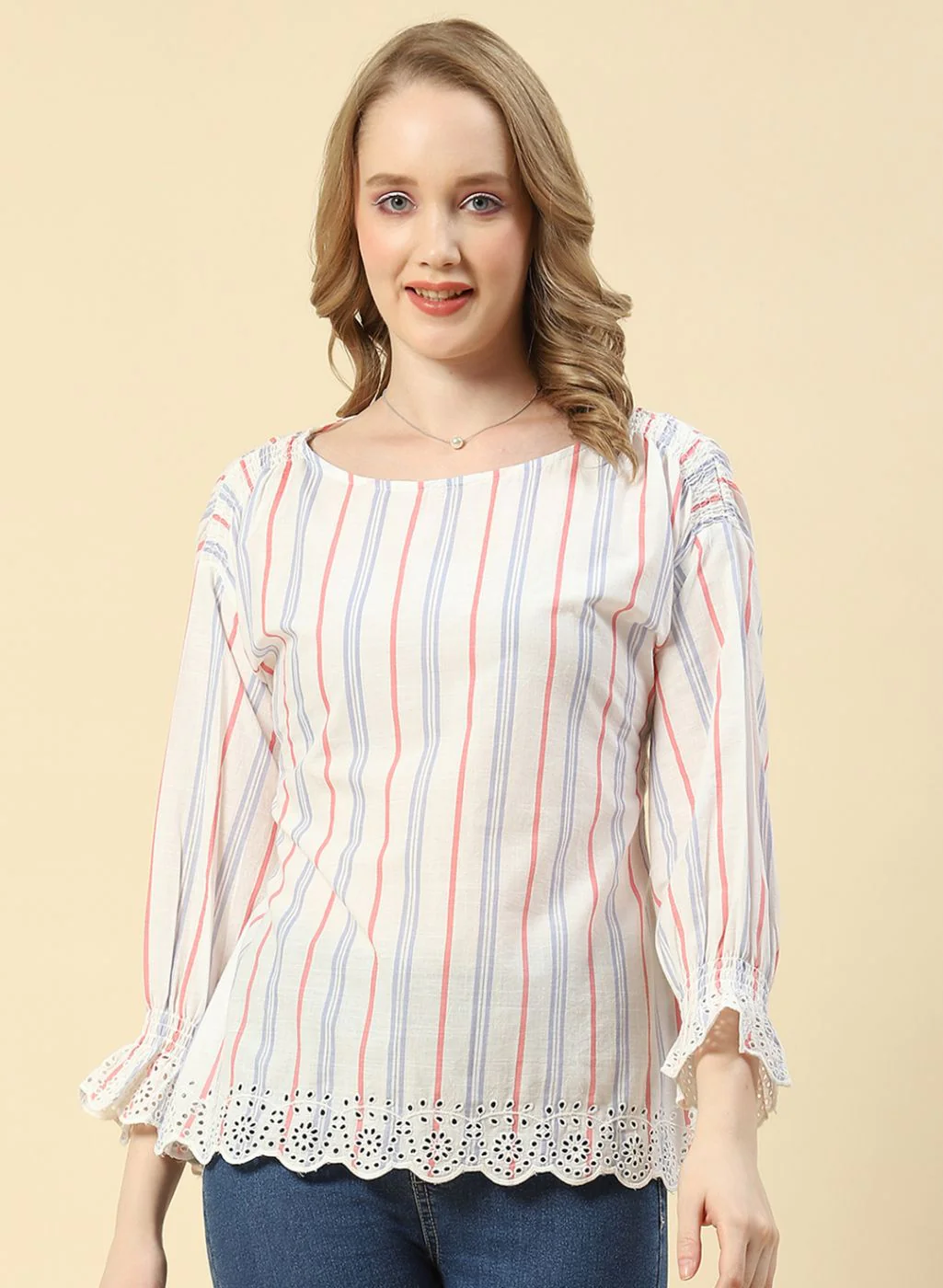 Women Blue Printed Top